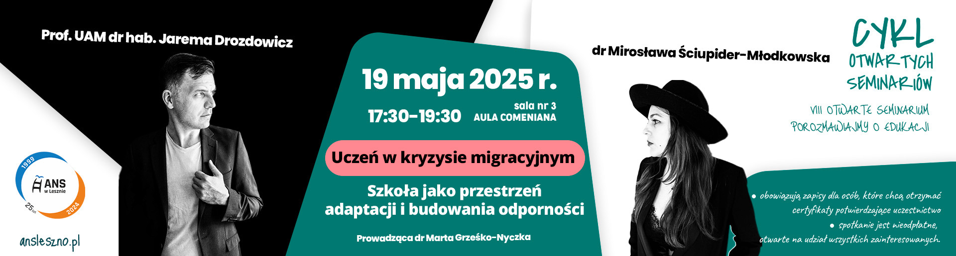 Baner zapowiadający prelekcję.