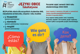 Plakat dotyczący nauki języków obcych.