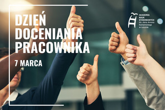 Uniesione kciuki w górę. 7 marca. Dzień Doceniania Pracownika.
